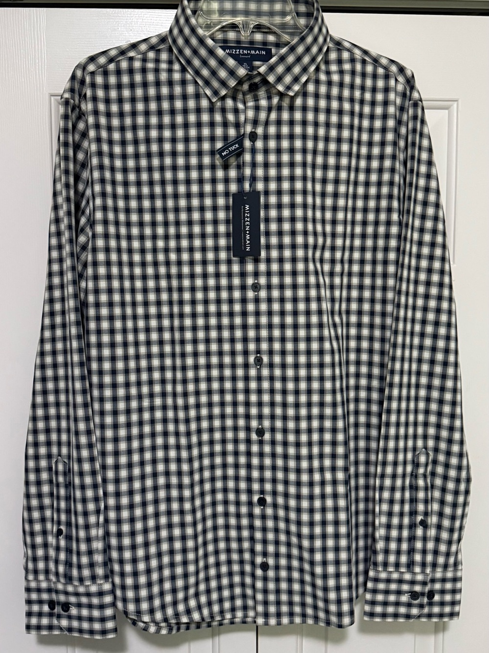 Mizzen + Main Leeward Trim No Tuck NWT $138 Blue Beige Plaid Button Up Shirt